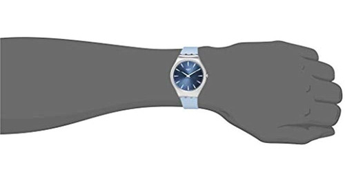 Swatch Syxs118 Reloj De Piel Con Esfera De Color Azul Claro