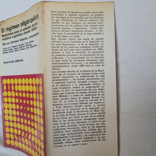 El Regimen Oligarquico Hasta 1930 Gimenez Zapiola Amorrortu (Usado)