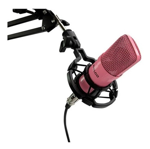 Kit Studio Micrófono C Soporte Antipop Stand Philco Rosa
