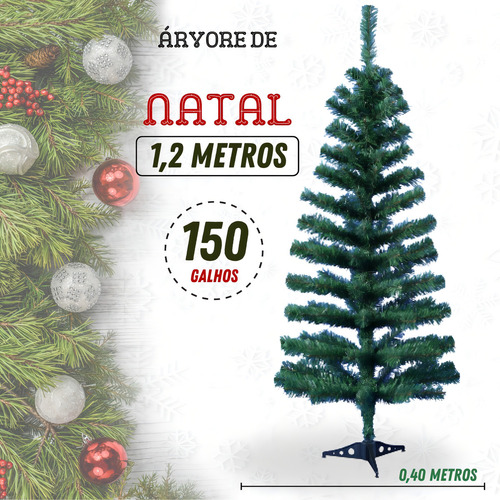 Árbol de Navidad de 120 cm con 150 ramas pequeñas, color verde pino