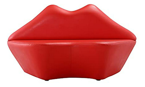 Sofá Kiss De Cuero Falso Mid Century 51.2  Rojo.