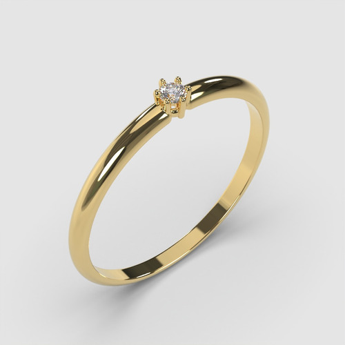 Anillo Solitario Oro 18k Amarillo Modelo Destello