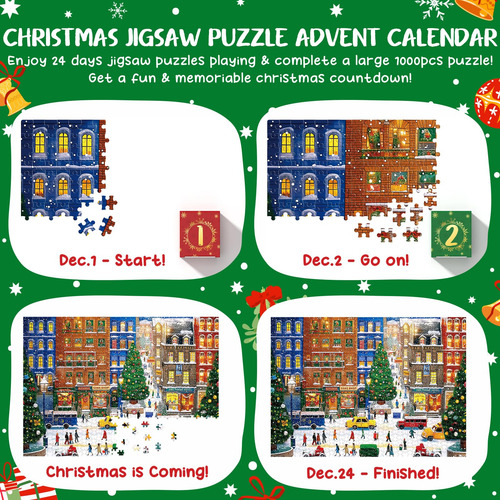 Advent Calendar Partylamb 2024 W/ 1000 Pieces Jigsaw Puzzles