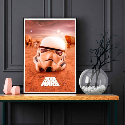 Cuadro Marco Negro 33x48cm Star Wars Casco Clon Fan Arte