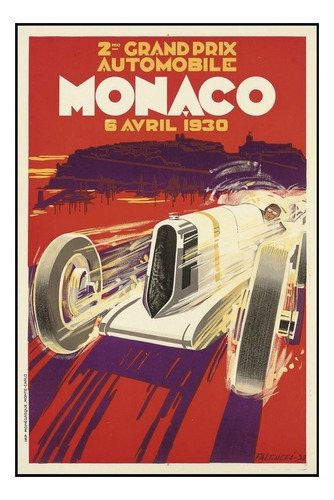 Formula 1 Monaco 1930 Cuadro Enmarcado 45 X 30cm