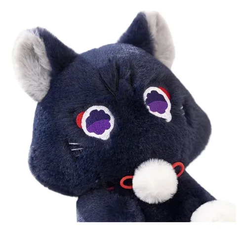 Gato Negro Scaramouche De Peluche Genshin Anime Kawaii 22 Cm