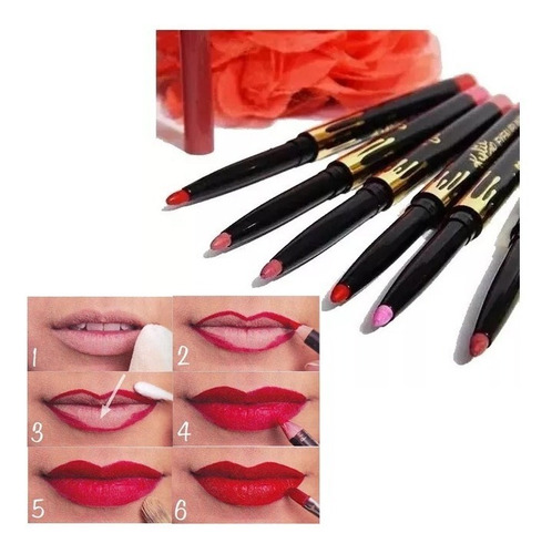 Imagen 7 de 9 de Set De 6 Delineadores Retractiles Para Labios Maquillaje