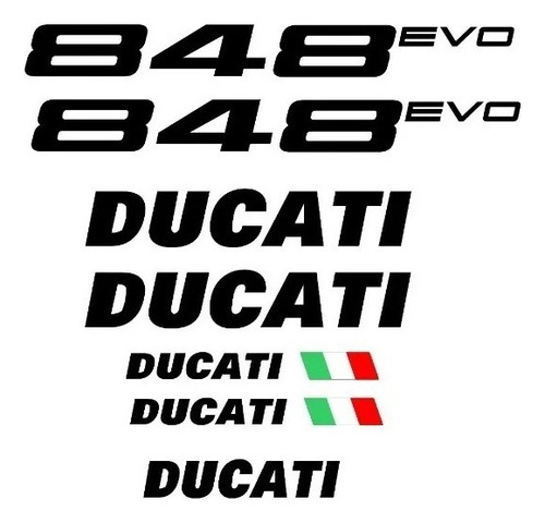 Kit Adesivos Compatível Ducati 848 Evo Moto Branca R458 Cor Preto