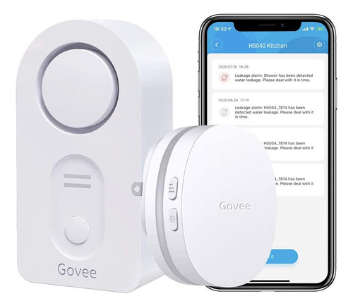 Govee - Sensor De Agua Wifi (100 Db, Alarma De Audio