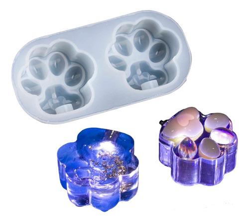 Molde Silicona Huellas Gatito Perrito Resina  X 2 Llaveros