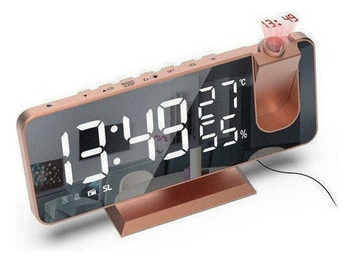 Gran pantalla de radio LED de proyección con despertador de color oro rosa