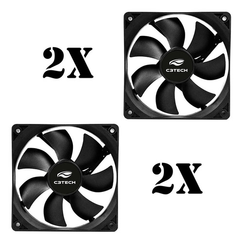 Kit 2x Cooler Fan 80x80x25 Mm Placa Mãe Gabinete Gamer 12v