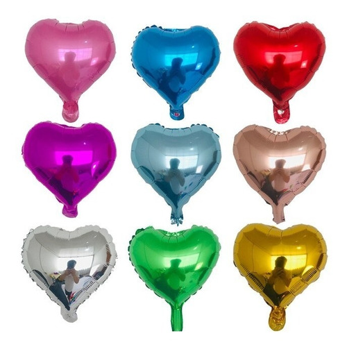 Pack 50 Unid Globo Corazón Liso Metalizado 45 Cm Surtidos.