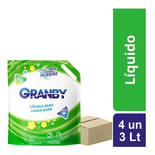 Pack Jabon Liquido Granby Lavarropas Lavado Total 4un X 3 Lt