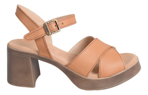 Sandalias Mujer Citadina Bruselas Cuero Taco Separado Moda
