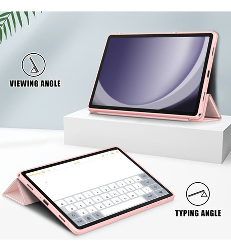 Hhfunda Rosa De 3 Pliegues De Color Sólido Para Galaxy Tab A