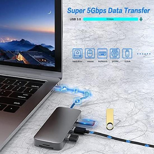 Estación De Acoplamiento Usb-c Hub, Adaptador Multiporta