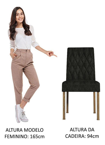 4 Cadeiras De Jantar 4256 Rustic/oxford Madesa Rustic/oxford