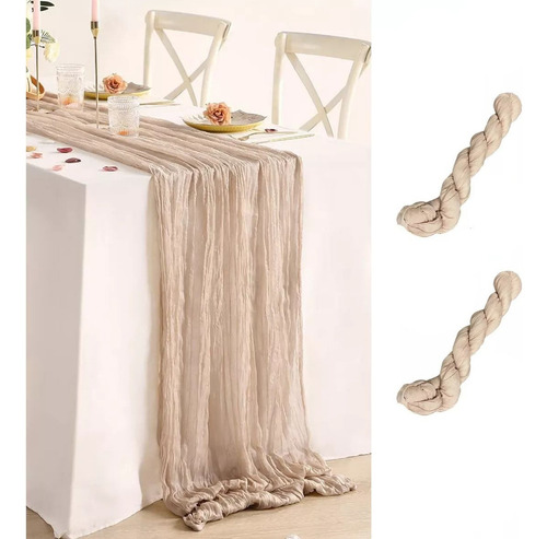2pzs Caminos De Mesa Gasa Elegante Boho Decoración Boda Color Agua Light Brown