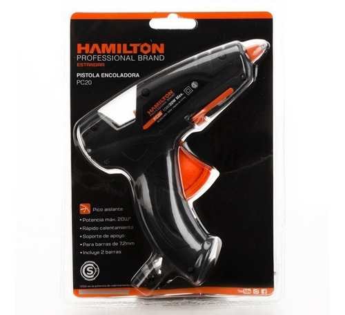 Imagen 4 de 10 de Pistola Encoladora Silicona 20w Barras Finas 7.2mm Hamilton