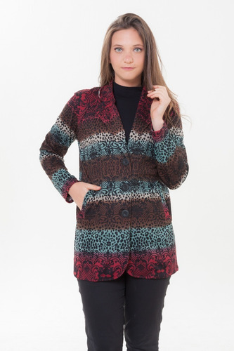 Imagen 4 de 7 de Saco Blazer Con Bolsillo Mujer Abrigado 9693