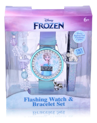 Reloj Con Luces Para Niñas Disney Frozen + Pulsera