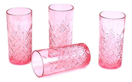 Juego De 4 Vasos De Vidrio Future 325 Ml Pasabahce Pink Color Transparete