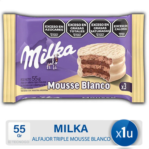 Alfajor Milka Triple Mouse Blanco X 55 Gramos