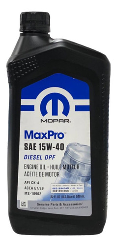 Aceite Mopar 15w40 Gasoil Diesel Qt