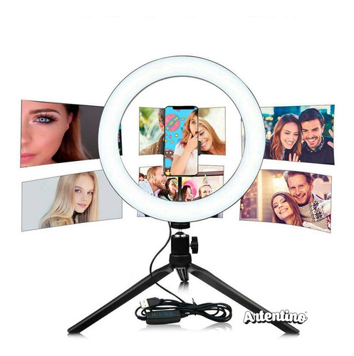 Aro Led Ring Luz Celular Tripode Maquillaje Foto Video Pro