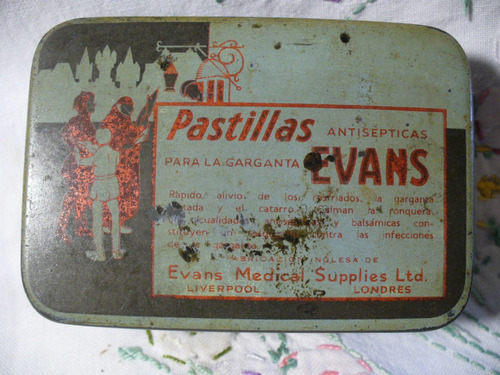 Antigua Lata Vacía Pastillas Evans - Antisepticas -ver Envío