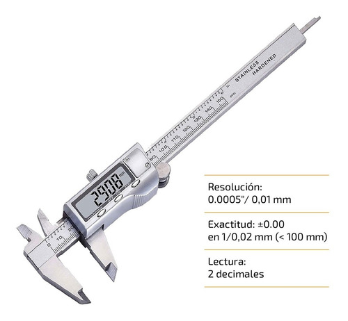 Imagen 4 de 10 de Calibre Digital De Acero Inoxidable 150 Mm Vernier Exactitud