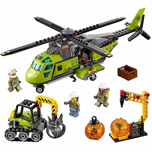 Lego Volcan Equipo Suministros De Construcción Helicóptero