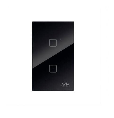 Apagador Smart Wifi Doble Touch Placa De Cristal Negro Avia 