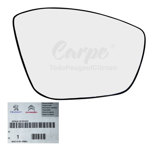 Imagen 2 de 7 de Vidrio De Espejo Con Base Derecho Peugeot 208 100% Original