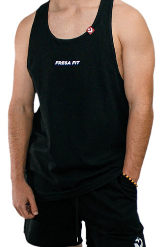 Playera Sin Mangas Tank Oversized Fresafit Negro Gym Basic