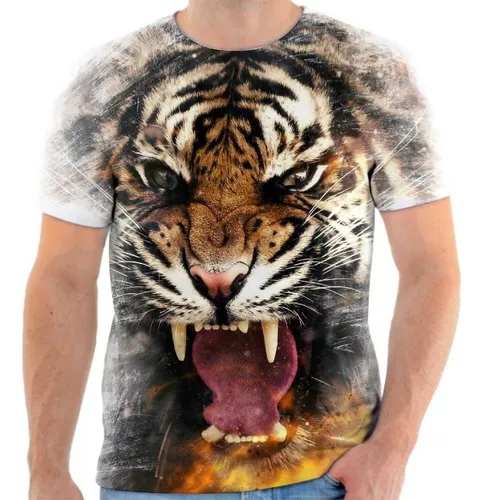 Moda Infantil Masculina Camisetas Com Estampa De Tigre Em 3D Para