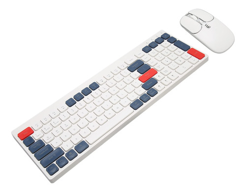 Teclado Raton Combo 2.4ghz Redonda Ergonomica Para Pc Blanco