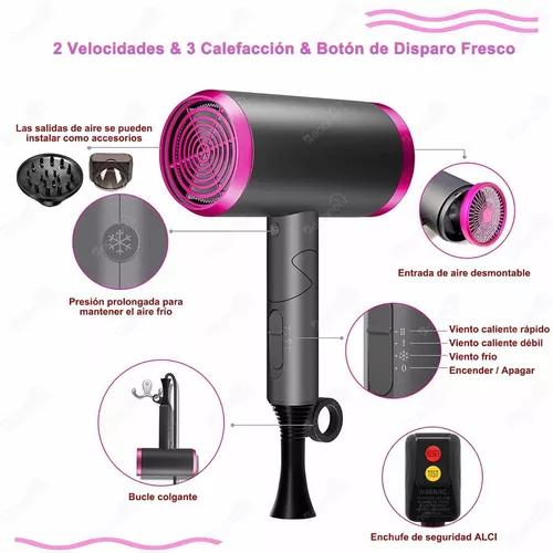 Comprar Secador de pelo con difusor, peine, cepillo, secador de pelo iónico  de 1800w con difusor, cuidado del cabello a temperatura constante sin Dama