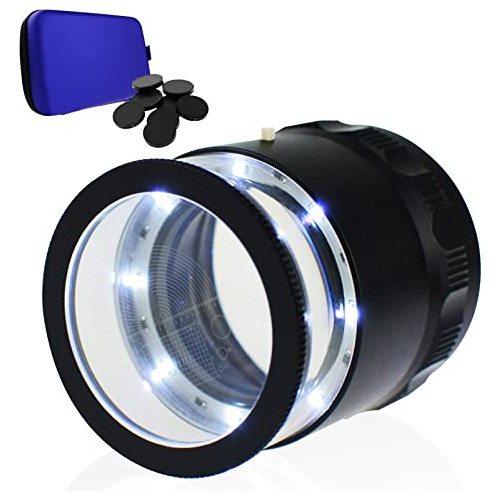 Lupa Scale, Aumento De 10x, 8 Luces Led, 9 Cristales, Escala