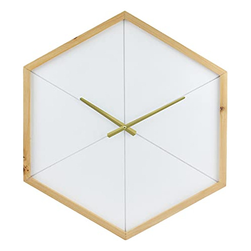 Reloj De Pared Moderno De 23  Madera Rubia Forma De Hex...