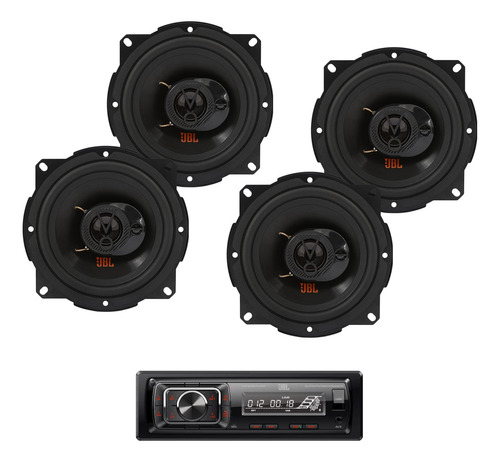 Kit Alto Falantes Jbl 5 Pol 4 Portas E Radio Jbl Celebrity Cor Preto