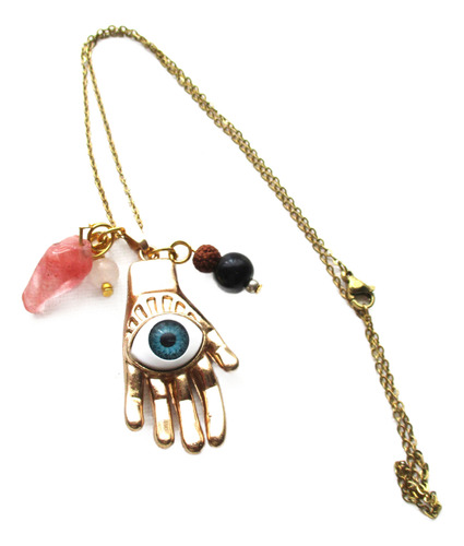 Vishudi Collar Mano Ojo Turco Ónix Y Sagrada Rudraksha