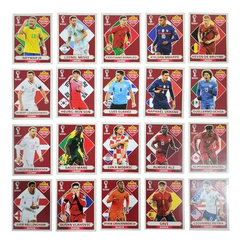 20 Figurinhas Legends Bordô Coleção Completa Copa Qatar 2022