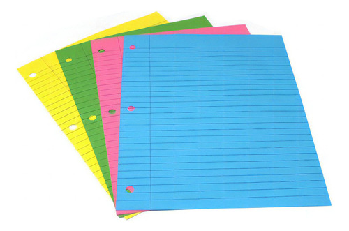 100 Hojas Rayadas Ancho Colores Neon Folder Studio 20x26cm