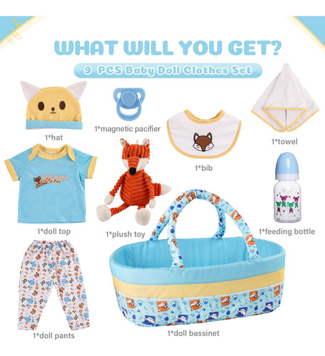 Set De Ropa Con Capazo Para Muñecas Reborn De 43 A 56 Cm