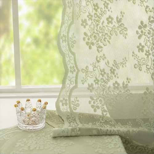 Conjunto De Cortinas De Ventana, Transparente Encaje Floral