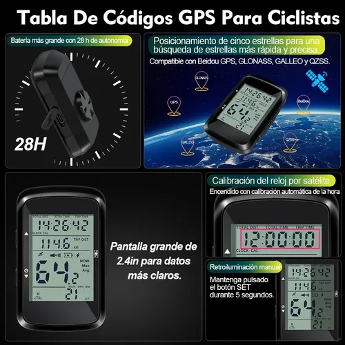 Ciclocomputador Gps Sem Fio Para Bicicleta Preto | Frete grátis