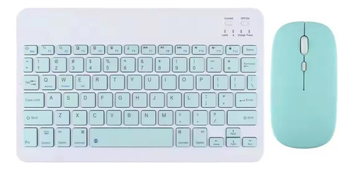 Combo Mini Teclado Y Mouse Bluetooth Recarga Portatil Plano