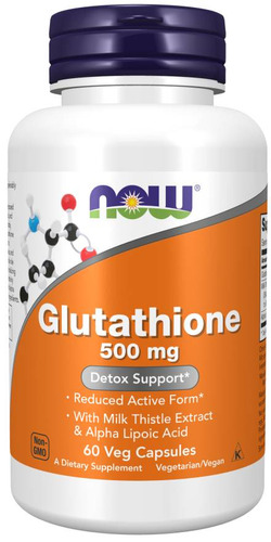 Suplemento en cápsula NOW  Glutathione en pote de 30g 60 un